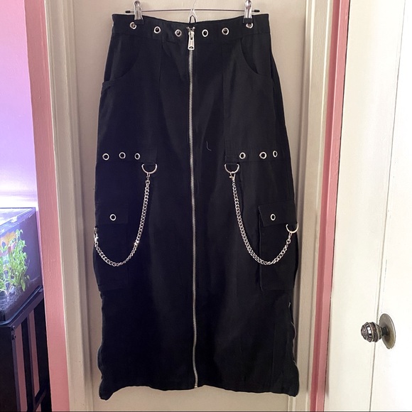 Dolls Kill Dresses & Skirts - Dolls Kill Widow Black Maxi Skirt w Chains